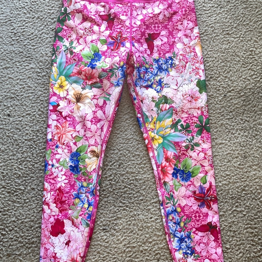 Johnny Was Pink Floral Leggings